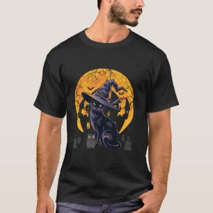 Scale  zwarte kat met heks Pet volle maan H T-shirt
