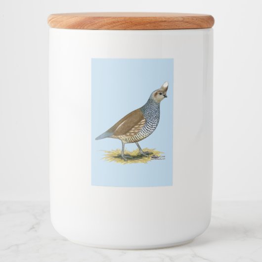 Scaled Quail Voedselcontainer Etiket (Voorkant)