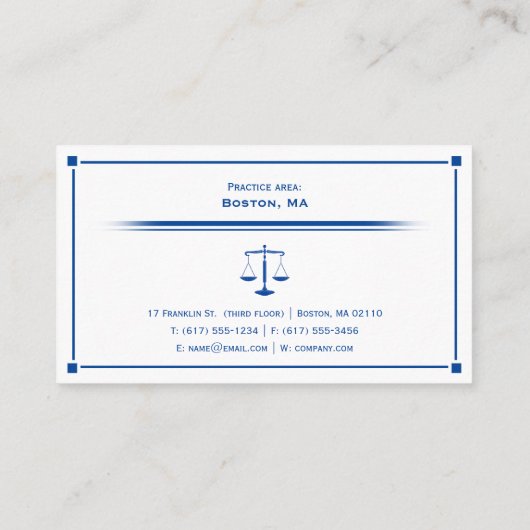 Scales of Justice ATTORNEY | Exclusief diepblauw Visitekaartje (Achterkant)