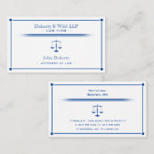 Scales of Justice ATTORNEY | Exclusief diepblauw Visitekaartje (Voorkant / Achterkant)