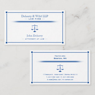 Scales of Justice ATTORNEY Exclusief diepblauw Visitekaartje