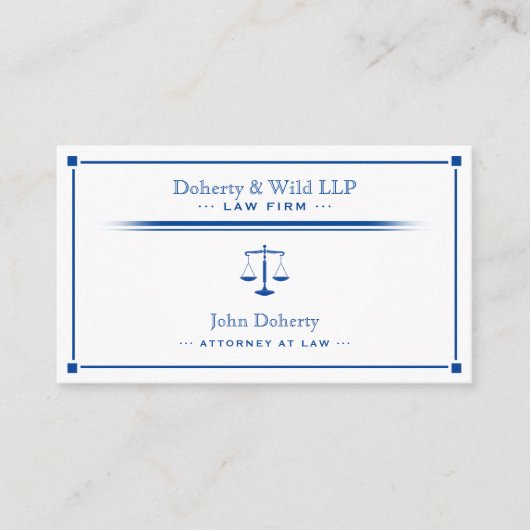 Scales of Justice ATTORNEY | Exclusief diepblauw Visitekaartje (Voorkant)