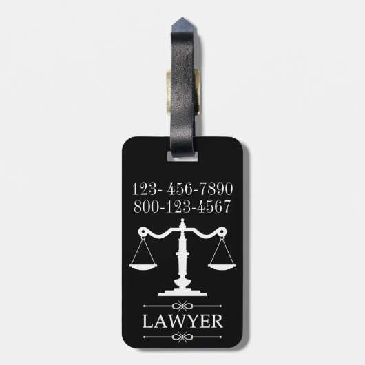 Scales of Justice Bagagelabel met tekst op achterz (Achterkant verticaal)