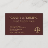 Scales of Justice Burgundy Gold Legal QR Code Visitekaartje (Voorkant)