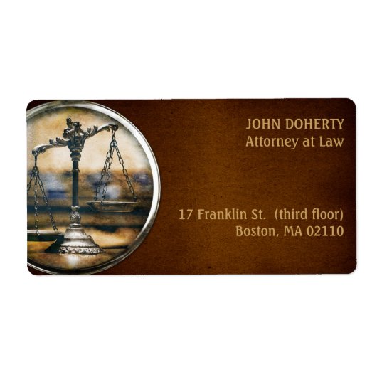 Scales of Justice Law Etiket (Voorkant)