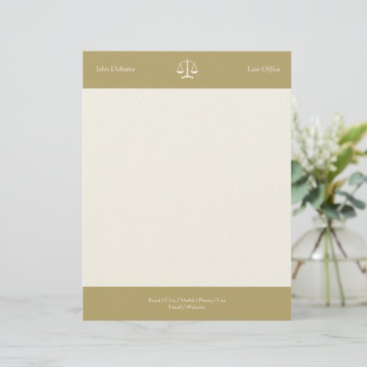 Scales of Justice LAW KANTOOR Golden Briefhoofd Ontwerp (Staand voorkant)