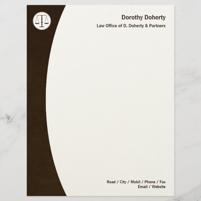 Scales of Justice LAW KANTOOR Letterhead Briefhoofd Ontwerp (Voorkant)
