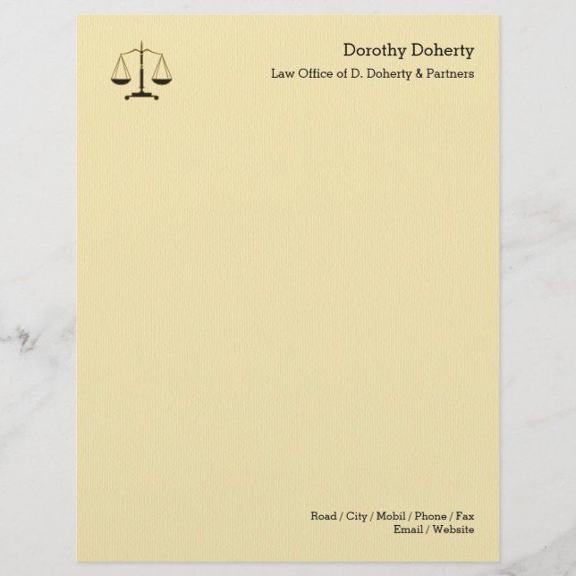 Scales of Justice LAW KANTOOR Letterhead Custom Briefhoofd (Voorkant)