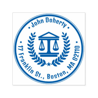 Scales of Justice Symbol | Round return address Zelfinktende Stempel
