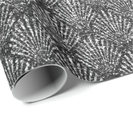 Scales Seashell Black Art Deco Gray Silver Glitter Cadeaupapier