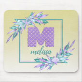 Scales Waterverf Paarse Ombre Mermaid Monogram Muismat (Voorkant)