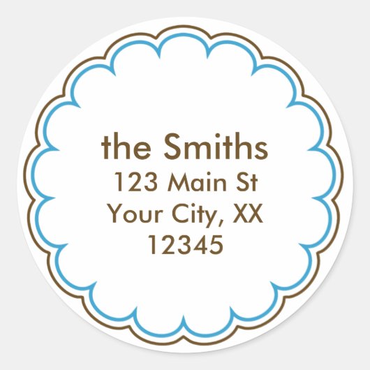 Scallop Adres Stickers in Blauw (Voorkant)