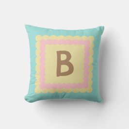 Scallop alfabet monogram geschulpte design pastel kussen