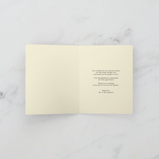 Scallop Band Romantic Script 3 Multi Photo Wedding Bedankkaart (Binnen)