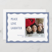 Scallop blauw lijst prettige feestdagen Kaart (Voorkant / Achterkant)