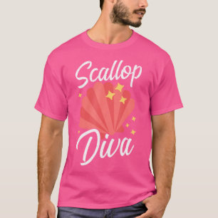 Scallop Diva Scallop Hunter vieren Scallop Zeeen T-shirt
