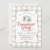 Scallop Edge handgetekende Gingham Engagement Part Kaart (Voorkant)