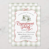 Scallop Edge handgetekende Gingham Engagement Part Kaart (Voorkant / Achterkant)