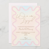 Scallop Edge wave border verlovingsfeest Kaart (Voorkant / Achterkant)