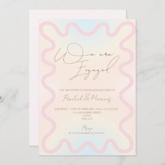 Scallop Edge wave border verlovingsfeest Kaart (Voorkant / Achterkant)