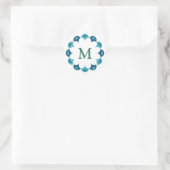Scallop Floral Custom Colors Monogram Ronde Sticker (Tas)