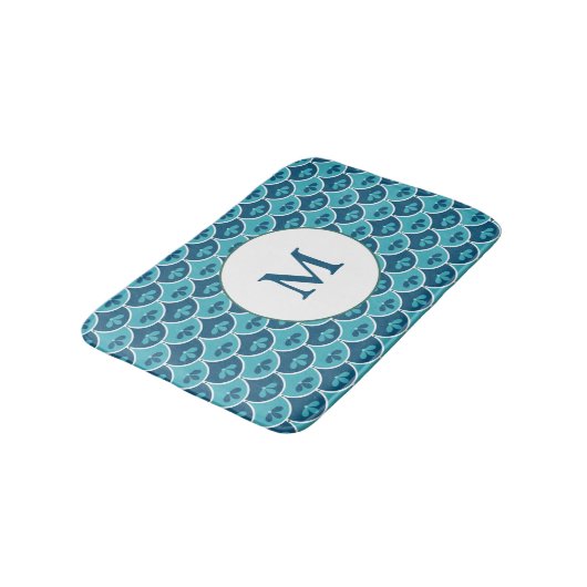 Scallop Floral Custom Colors Monogramed Badmat (Gekanteld)
