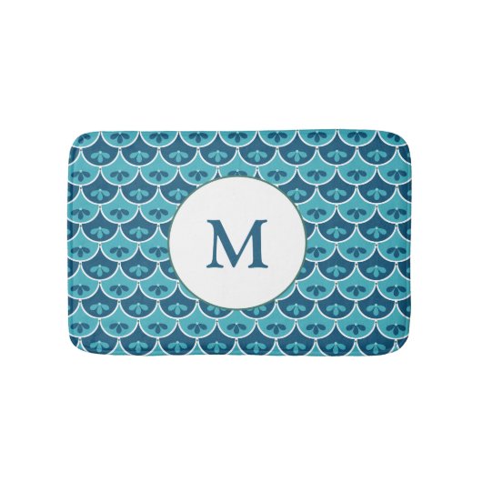 Scallop Floral Custom Colors Monogramed Badmat (Voorkant)