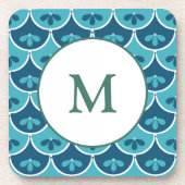 Scallop Floral Custom Colors Monogramed Bier Onderzetter (Voorkant)