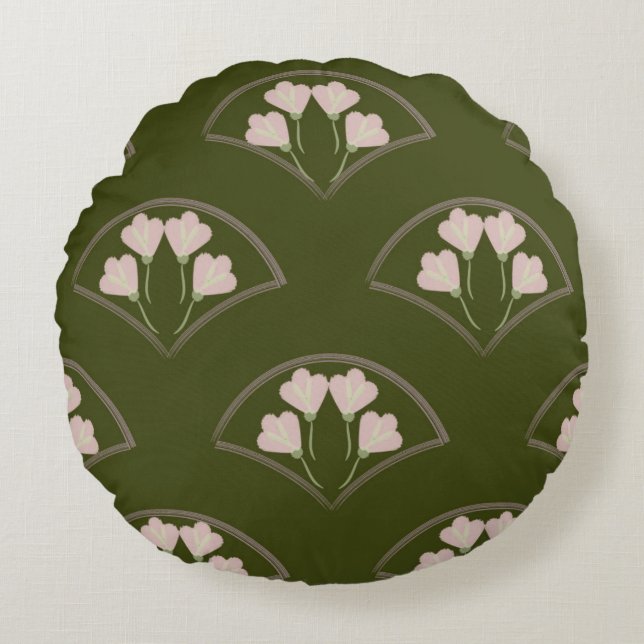 "Scallop Garden" Rond Kussen (Voorkant)