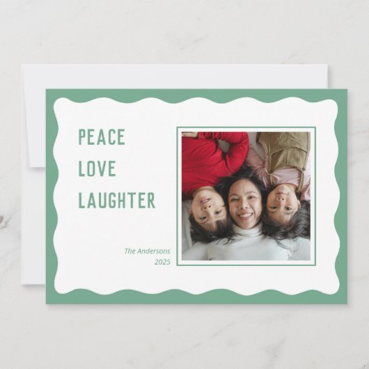 Scallop groen lijst prettige feestdagen Kaart (Voorkant)