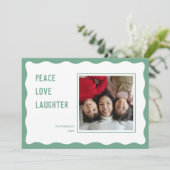 Scallop groen lijst prettige feestdagen Kaart (Staand voorkant)