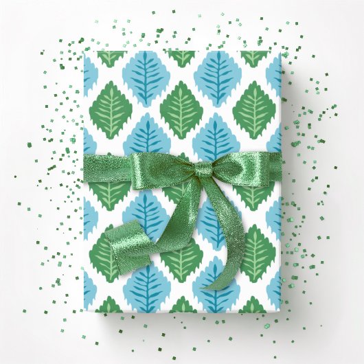Scallop Leaf Diamond in Green and Aqua Cadeaupapier
