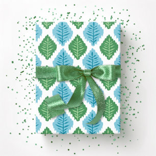 Scallop Leaf Diamond in groen en aqua Cadeaupapier