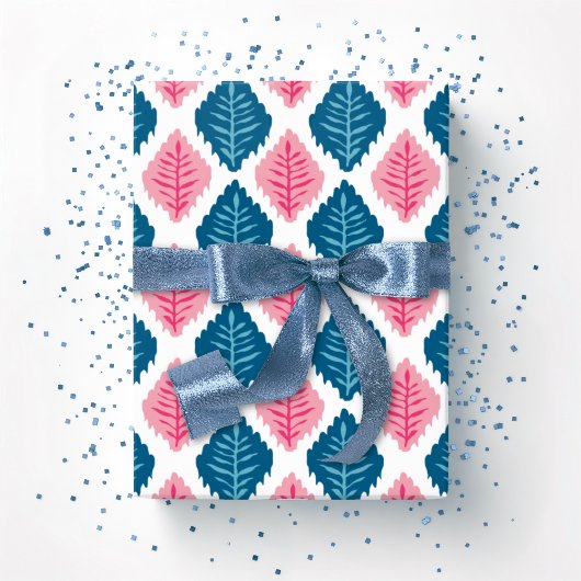 Scallop Leaf Diamond in Pink and Aqua Cadeaupapier