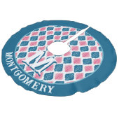 Scallop Leaf Diamond in Pink + Aqua Personalized Imitatie Linnen Kerstboom Kleed (Gekanteld)