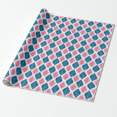 Scallop Leaf Diamond in Roze en Aqua Cadeaupapier (Uitgerold)