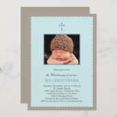 Scallop Lijst Christening Uitnodiging - Blauw (Voorkant / Achterkant)