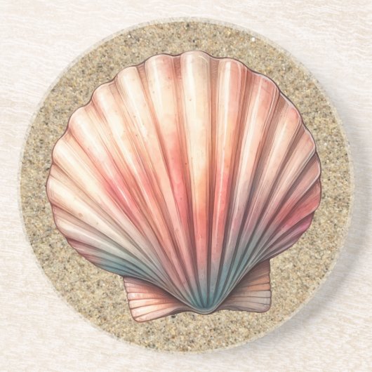 Scallop-Onderzetter Zandsteen Onderzetter (Voorkant)