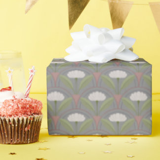 Scallop patroon met witte bloei cadeaupapier