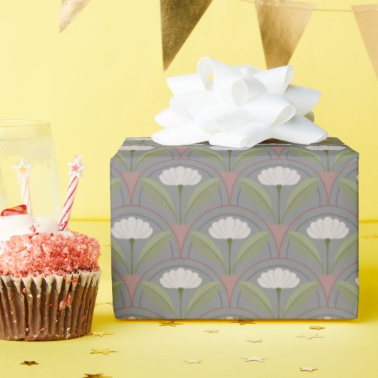 Scallop patroon met witte bloei cadeaupapier (Verjaardagsfeest)
