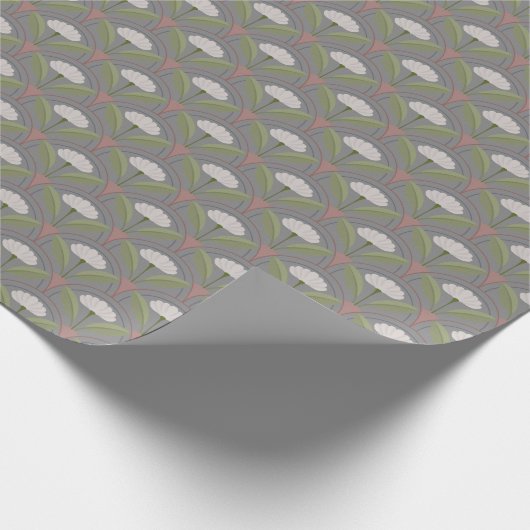 Scallop patroon met witte bloei cadeaupapier (Hoek)
