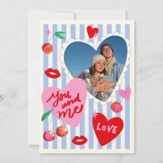 Scallop Photo Frame Hearts Cherries Initials Love Feestdagenkaart