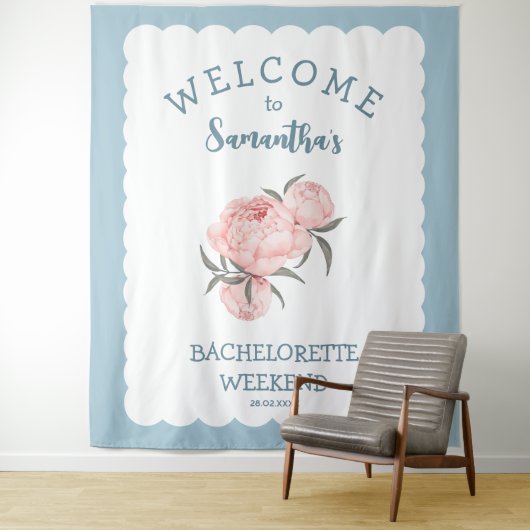 Scallop rand Bloem Roze Bachelorette Wandkleed (In situ)