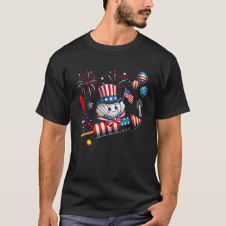 Scallop Riding Firecracker Amerikaanse vlag 4 juli T-shirt