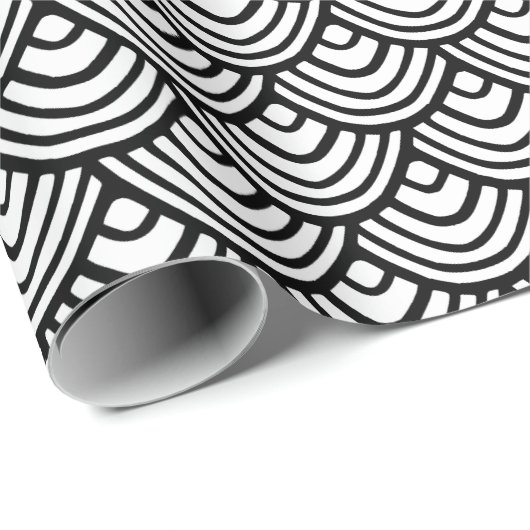 Scallop Scale Pattern Black en White Classy Cadeaupapier (Rol Hoek)