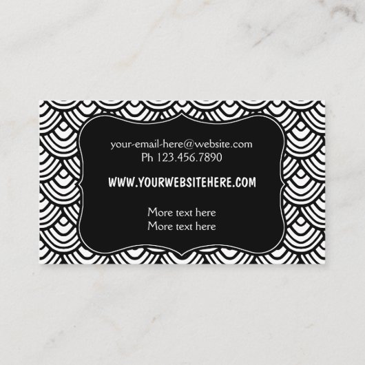 Scallop Scale Pattern Black en White Classy Visitekaartje (Achterkant)