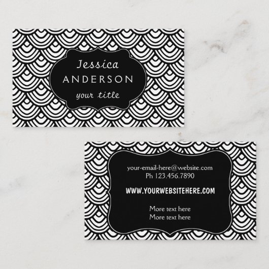 Scallop Scale Pattern Black en White Classy Visitekaartje (Voorkant / Achterkant)