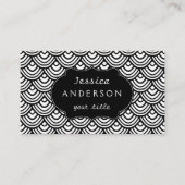 Scallop Scale Pattern Black en White Classy Visitekaartje (Voorkant)