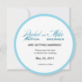 Scallop Schelp Strand Bruiloft | mint blauw Save The Date (Achterkant)