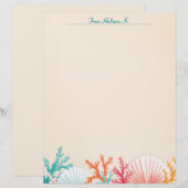 Scallop schelpen en koraal briefhoofd (Voorkant / Achterkant)